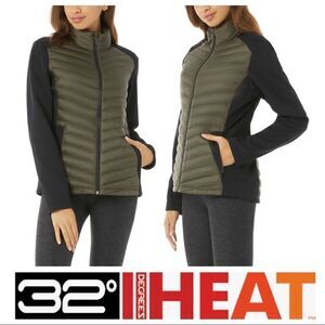 NEW! 32 DEGREES Ladies Mixed Media Quilted Lightweight Warm Puffer Jacket